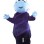Blue Dragon Wearing Smock Mascot Costume