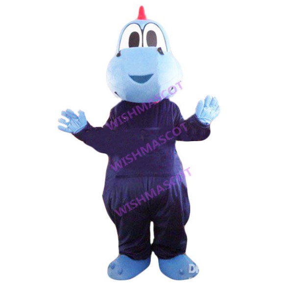 Blue Dragon Wearing Smock Mascot Costume