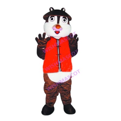 Squirrel In Vest Gown Mascot Costume