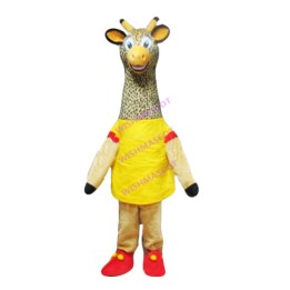 Standing Giraffe In Red Shoes Mascot Costume