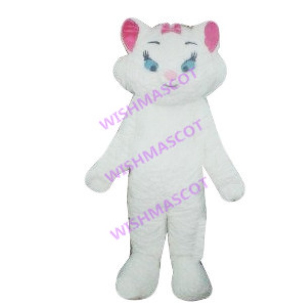 Elegant White Cat Lady Mascot Costume