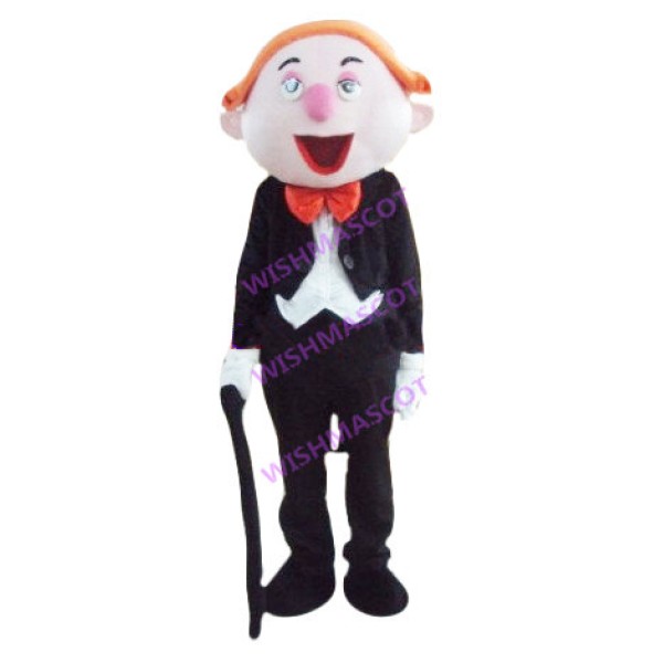 Blonde Gentleman On Crutches Mascot Costume