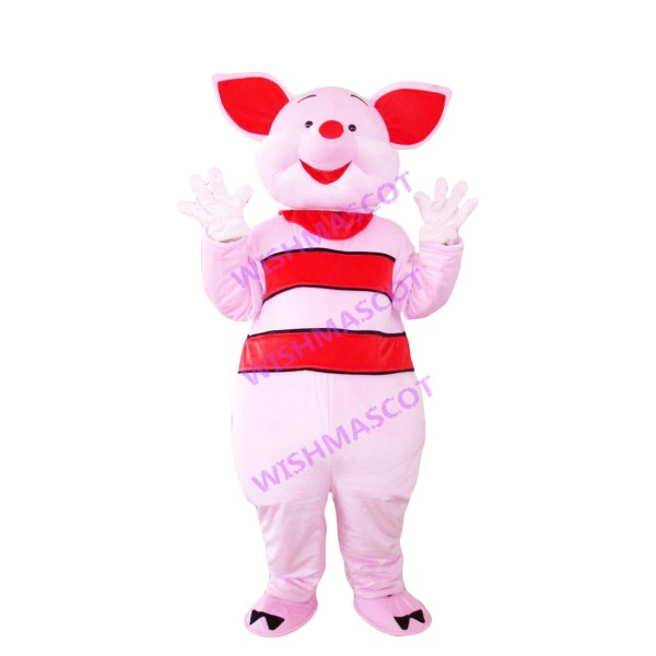 Joyous Striped Pig Mascot Costume