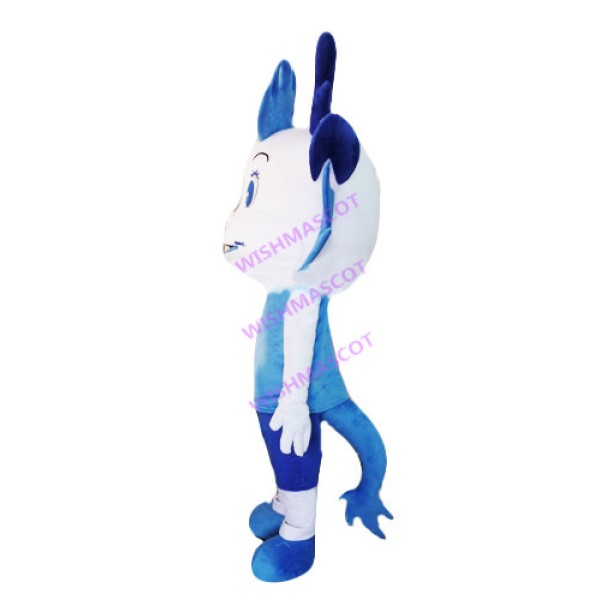 White Dragon In Vest Mascot Costume