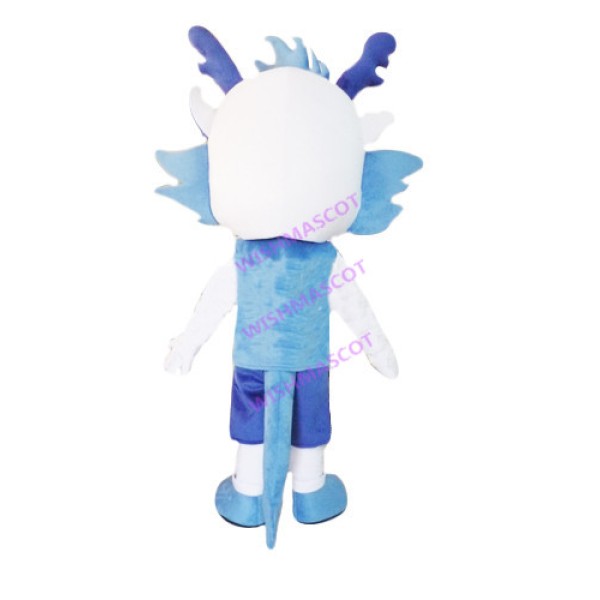 White Dragon In Vest Mascot Costume
