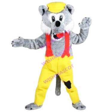 Wolf Cub In Yellow Suspenders Mascot Costume