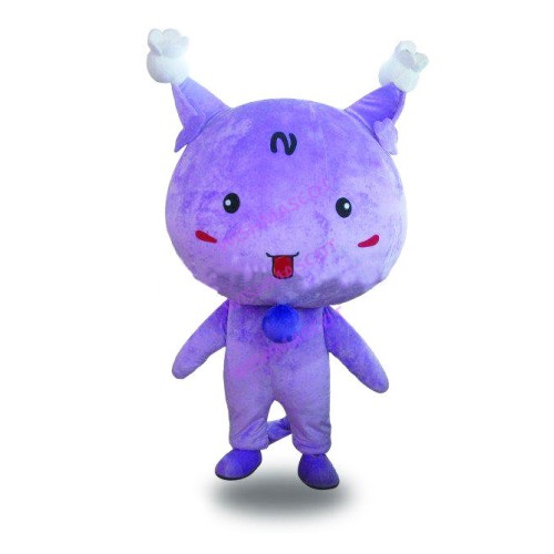 Cute Purple Bun Cat Mascot Costume