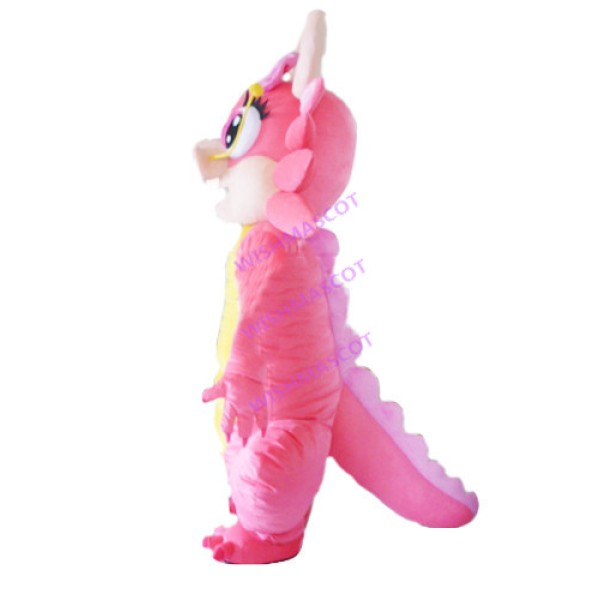 Dragon Sister With Pink Bow Mascot Costume