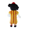 Brunette Boy Holding Football Mascot Costume