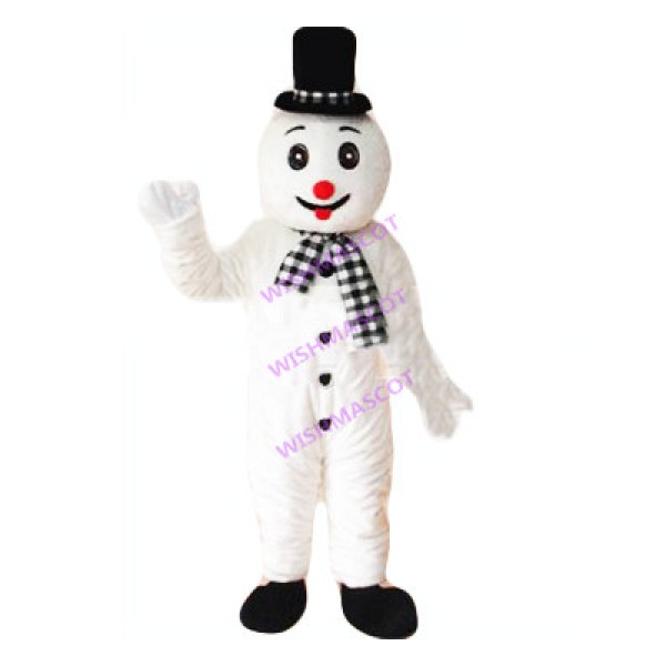 Snowman With Plaid Scarf Mascot Costume