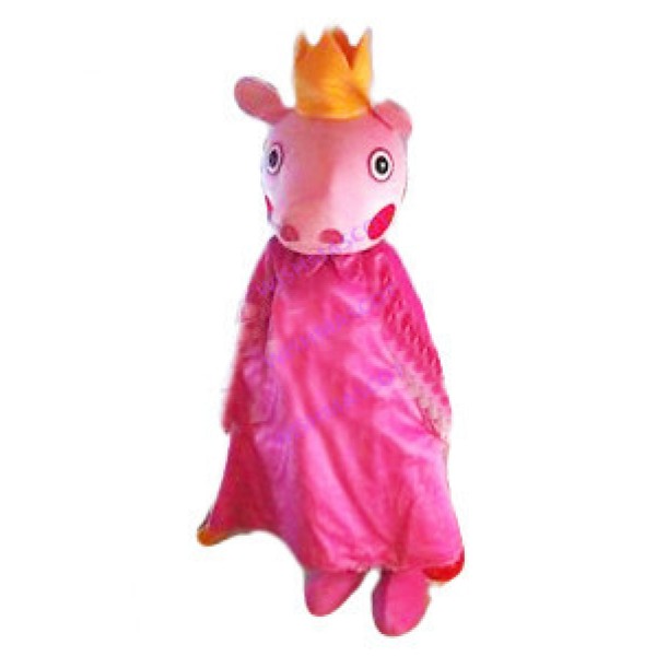 Queen Pig Wearing Crown Mascot Costume