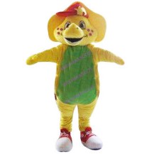 Yellow Triceratops Mascot Costume In Sports Shoes