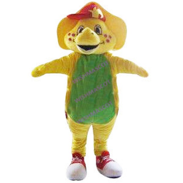 Yellow Triceratops Mascot Costume In Sports Shoes