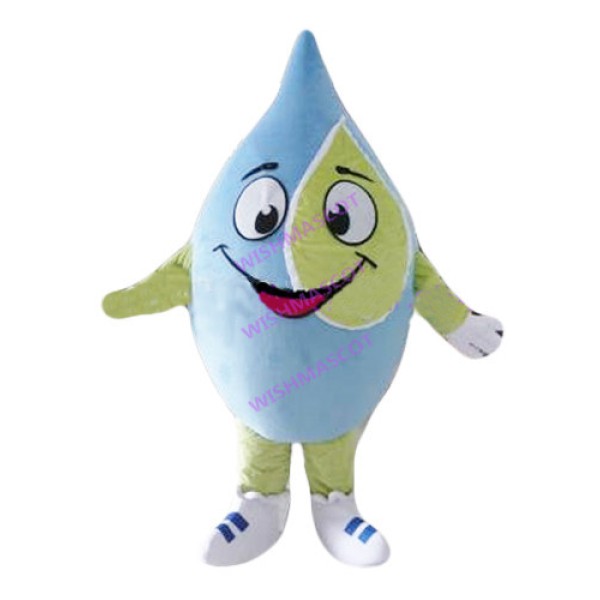 Cute Water Droplet In Blue And Green Mascot Costume