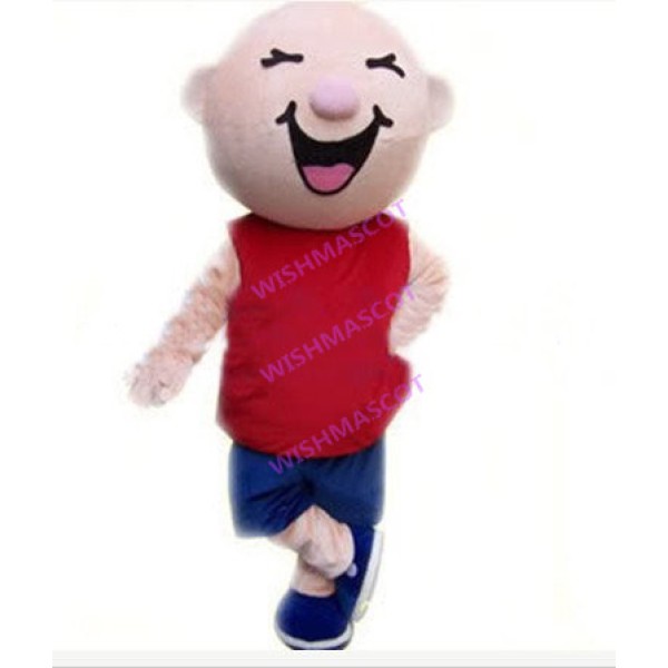 Laughing Wantonly Bald Boy Mascot Costume