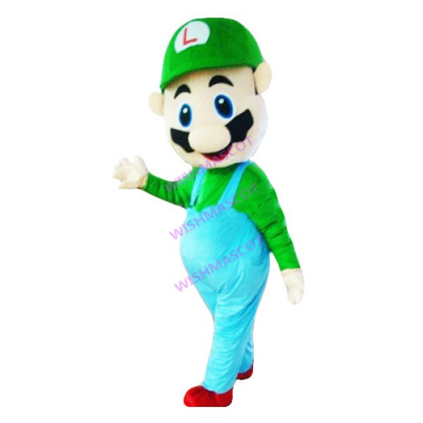 Luigi Mario Mascot Costume With Green Cap