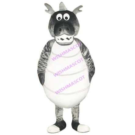 Grey Dragon With Round Body Mascot Costume
