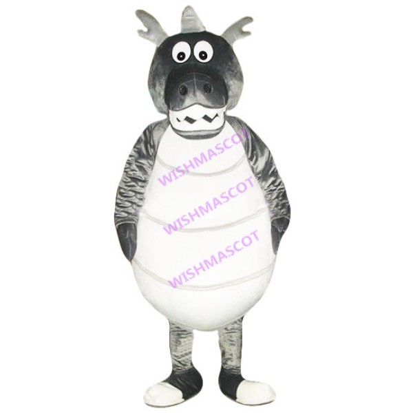 Grey Dragon With Round Body Mascot Costume