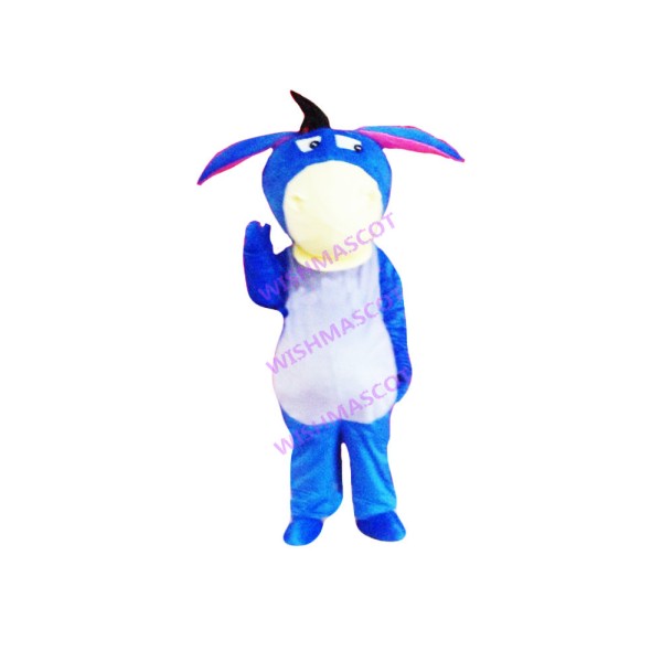Blue Donkey With Open Ears Mascot Costume