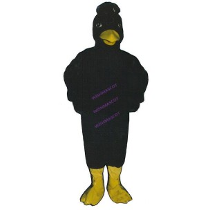 Black Crow Mascot Costume With Closed Wings