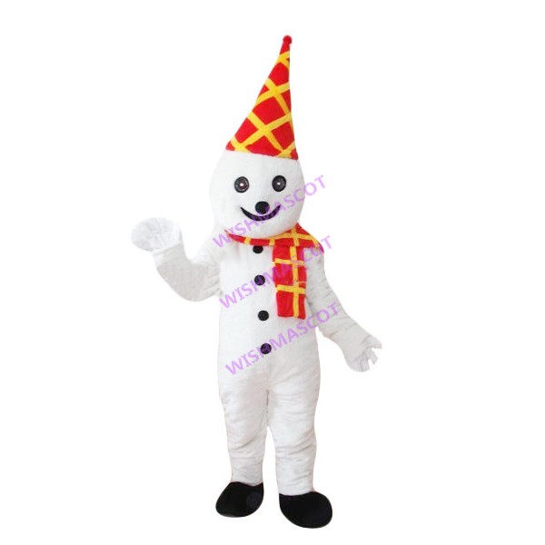 Snowman With Grid Hat Mascot Costume