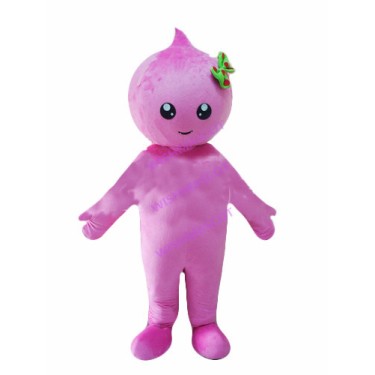 Pink Doll With Bow Mascot Costume