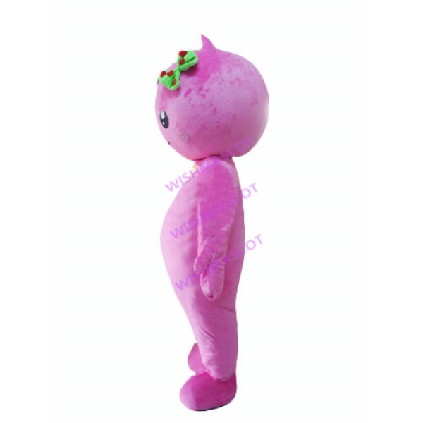 Pink Doll With Bow Mascot Costume