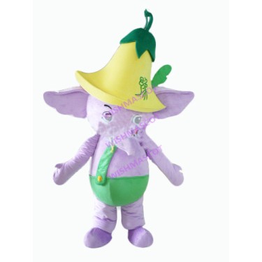 Elephant With Daffodils Above Head Mascot Costume