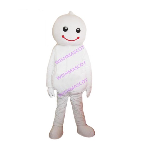 Pure White Smiley Doll Mascot Costume