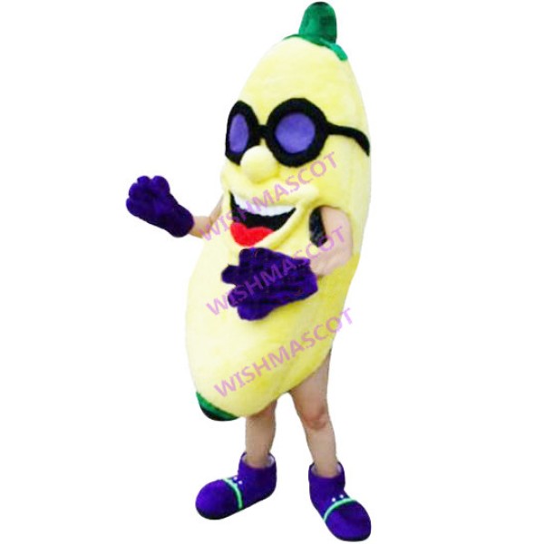 Banana With Purple Glasses Mascot Costume