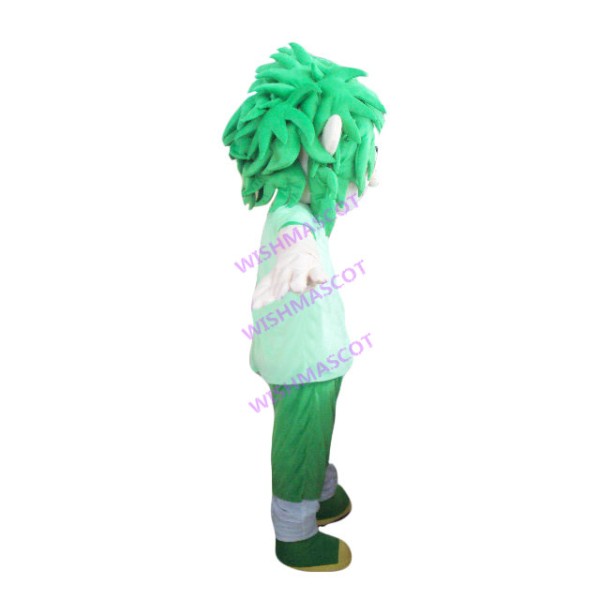 Messy Green-haired Volunteer Mascot Costume