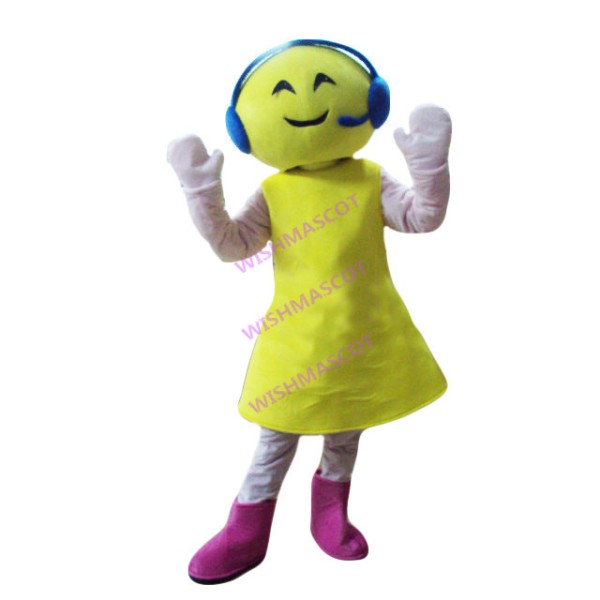 Shopping Guide Lady Mascot Costume In Yellow Dress
