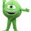 Excited Green Monocular Mascot Costume
