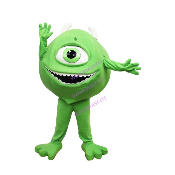 Excited Green Monocular Mascot Costume