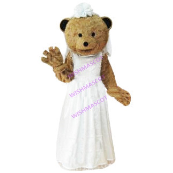 Bride Bear In Wedding Dress Mascot Costume