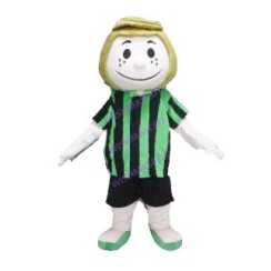 Freckled Boy In Striped Shirt Mascot Costume