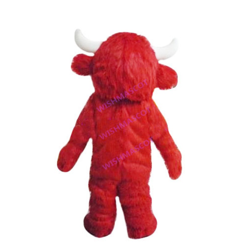Adult Size Long Hair Red Bull Mascot Costume