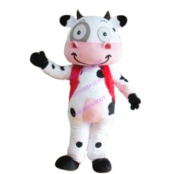 Cow With Black Eye Socket Mascot Costume