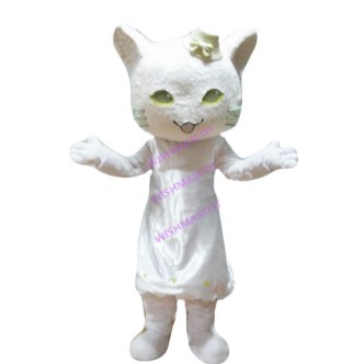 Gentlewoman Cat In Silk Dress Mascot Costume