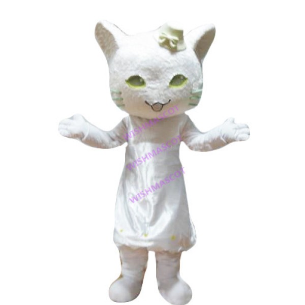 Gentlewoman Cat In Silk Dress Mascot Costume