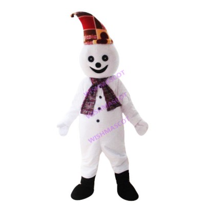 Snowman With Warm Hat Mascot Costume