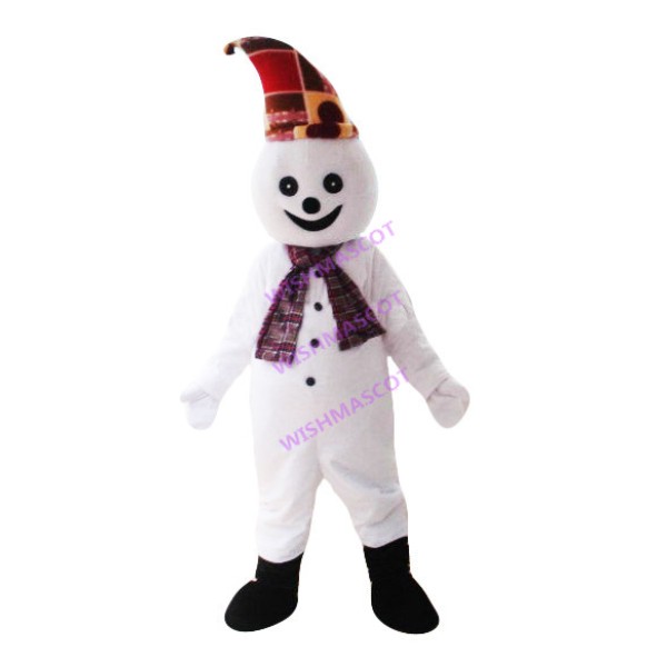 Snowman With Warm Hat Mascot Costume