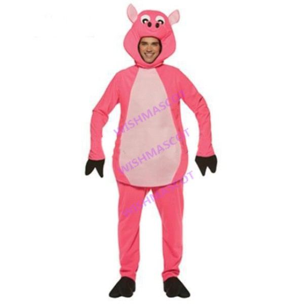 Faceless Pink Pig Mascot Costume