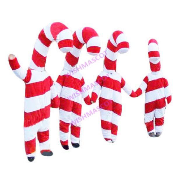 Christmas Candy Mascot Costume In The Shape Of Cane