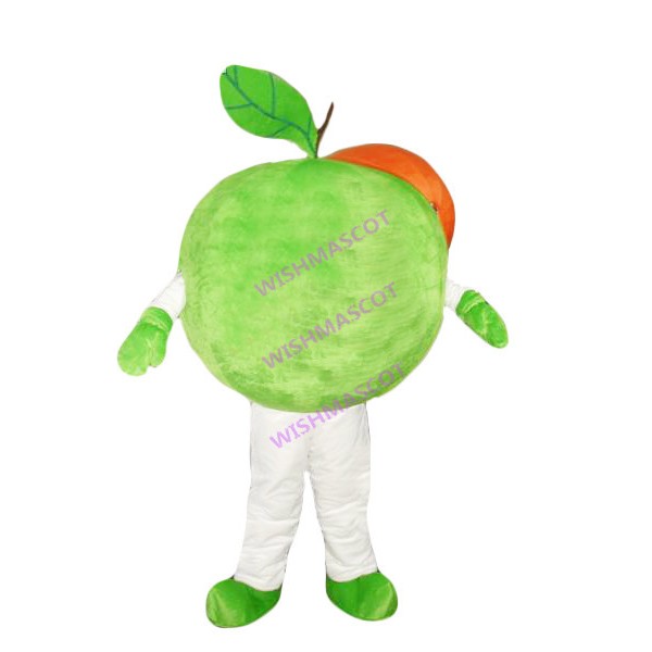Green Apple With Leaves Mascot Costume