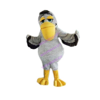 Grey Duck With Droopy Eyelids Mascot Costume