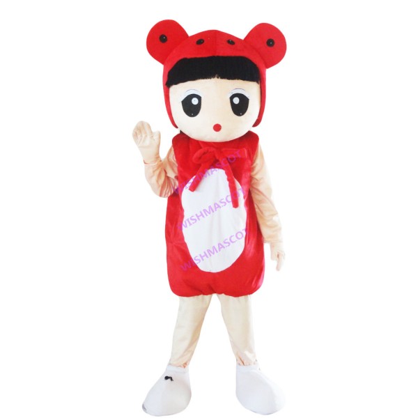 Strawberry Girl With Big Eyes Mascot Costume