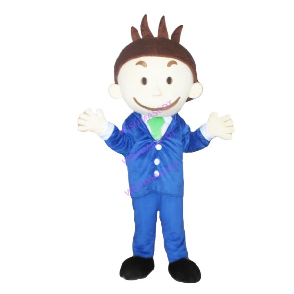 Social Elite In Blue Suit Mascot Costume