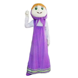 Arab Woman In Purple Long Dress Mascot Costume