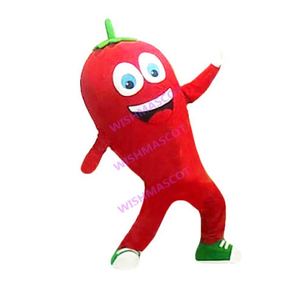 Enthusiastic Cartoon Red Pepper Mascot Costume